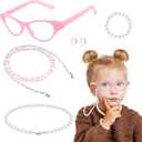 5 PCS Old Lady Costume Set Include Glasses,Glasses Chain,Necklace Bracelet for 100 Days of School Granny Dress Up