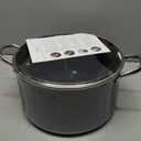 BEZIA 10 Quart Cooking Pot, Large Non Stick Induction Stock Pots with Lid, All Stove Compatible, 10 QT Aluminum Soup/Stew Pot For Large Families or Meal Prepping, Grey