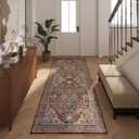 2x6 Red Hallway Runner Rugs for Kitchen Washable Rug Runners Non Slip Long Runner Rugs Low Pile 6ft Soft Boho Carpet Runner for Hallways, Kitchen, Bedroom, Entryway