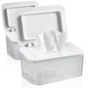 2 Pack Baby Wipes Dispenser Wipe Holder - Larger Capacity Wet Wipe Dispenser Box Wipes Container for Bathroom Keep Wipes Moist and Fresh