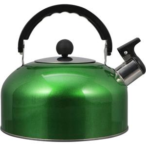 Cabilock 2L Stainless Steel Whistling Tea Kettle for Stove Top, Green Stovetop Kettle with Ergonomic Handle, Loud Whistle, Compatible with Gas and Induction Cookers