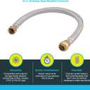 SharkBite 3/4 Inch x 3/4 Inch FIP x 24 Inch Stainless Steel Braided Flexible Water Heater Connector, Push To Connect Brass Plumbing Fitting, PEX Pipe, Copper, CPVC, PE-RT, HDPE, U3088FLEX24LF