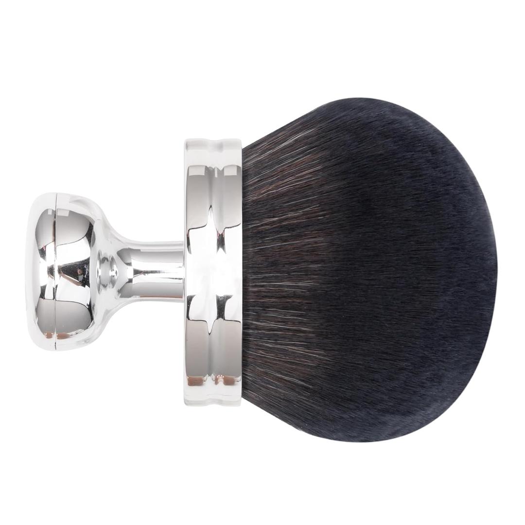 Blend & Blur Extra Large Body Makeup Brush for Self Tanner,Leg Makeup & Bronzer Self Tan Applicator, 3.2inch Wide Round Head Kabuki Brush For Application with Drawstring Bag (Silver - Black)