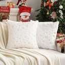 FUTEI Christmas Snowflakes White Throw Pillow Covers 18x18 inch Set of 2,Soft Decorative Cushion Cases,Home Decor for Couch Bed Living Room