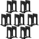 HappyHapi Book Ends, Non-Skid Metal Bookend Supports for Shelves, Heavy Duty Book End, Office Book Stopper, 6 x 5 x 6 Inches, 14 Pieces / 7 Pairs (Black)