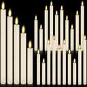 20 Pcs Flameless LED Taper Candles Battery Operated Taper Candles 5 Sizes of 6.5'', 7.7'', 8.8'', 10.0'', 11.2'' Flameless Candlesticks Flickering with 3D Flame for Wedding(Ivory White)