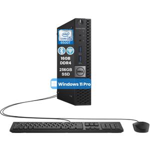 Dell OptiPlex 5050 Micro mini PC Desktop Computer, Intel Core i5-6500T, 16GB DDR4 RAM, 256GB SSD, Keyboard & Mouse, WiFi Adapter, DisplayPort, RJ-45/LAN, Windows 11 Pro 