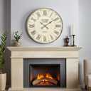 EMAX HOME Farmhouse 24 Inch Wooden Large Wall Clock, Silent Non-Ticking Quartz Movement, Battery Operated Modern Rustic Clock for Living Room, Kitchen, Office, Home Decor