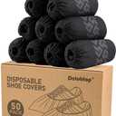Recyclable Shoe Covers Disposable - Black Shoe Covers for Indoors,50Pcs Booties for Shoe cover, Fits Up To 11 US Men and 13 US Women Size, Recyclable Non-Woven Fabric (Black Set of 50(XL))