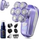 Electric Shaver for Women, Electric Razor with 7D Magnetic Shaver Heads, Wet Dry Waterproof Bald Head Trimmer Kit for Women & Men, Nose Ear Hair Trimmer, USB Rechargeable Clippers, Purple