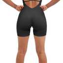 SUUKSESS Women Strappy Romper Seamless Jumpsuit Tummy Control Padded Sports Bra (Medium, 11 Black)