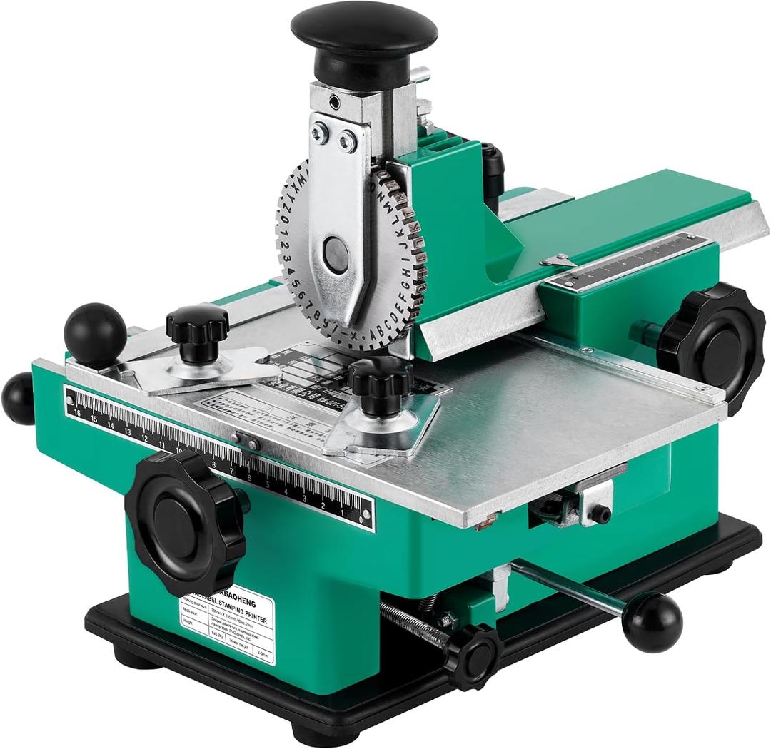 MXBAOHENG Metal Nameplate Stamping Machine Semi-Automatic Embosser Dog Tag Printer Label Marking Machine for Metal Plate/PVC Card (4mm Character Wheel)