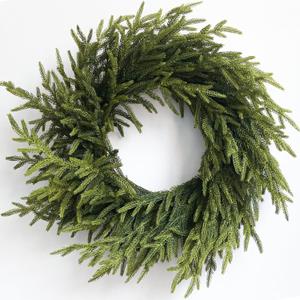 Christmas Wreath 24" Real Touch Norfolk Pine Wreaths for Front Door Artificial Greenery Realistic Holiday Decoration Indoor Outdoor