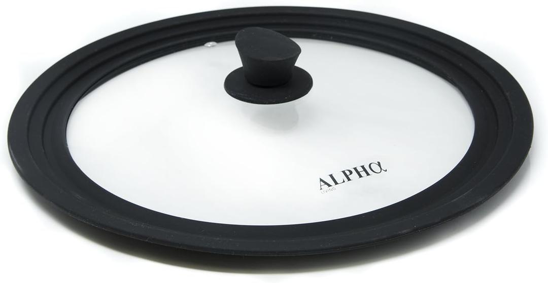 Alpha Living Universal Silicone Cookware Pots and Pans Vented Tempered Glass-Graduated Lid with Easy Grip Fits 9.5", 10" 11" (Small)