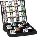 Emfogo Wooden Card Sorting Tray Trading Card Display, 16-Compartment Trading Cards Organizer with Handle Design, Cards Sorter for Sports, Trading, TCG, Game, and Collection Display, Black