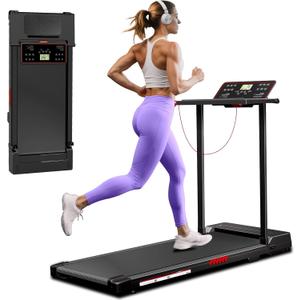Treadmill for Home, Walking Pad with Handle Bar. 2 in 1 Walking Pad Treadmill 300+ lb Capacity, Compact Treadmills with Desk Workstation for Small Spaces. 3.0HP Portable Running Machine for Home Small