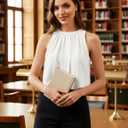 Womens Summer Halter Tops Cute Sleeveless Crewneck Puffy Hem Bubble Crop Tank Top Casual Dressy Going Out Blouse Top (White, S)