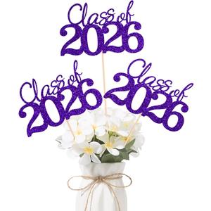 2 x 10 PCS Graduation Class Centerpieces Purple Class of 2026 Graduation Centerpieces, 2026 Graduation Centerpieces for Tables Cake Toppers
