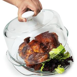 Tall Glass Microwave Splatter Cover for Food with Vent Hole 100% Food Safe 10in Plate Splatter Guard Lid with Ceramic Knob BPA Free Cookware Serving Dish Cover Dishwasher Safe