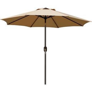 Blissun 9ft Outdoor Patio Umbrella, Outdoor Table Umbrella, Yard Umbrella, Market Umbrella with 8 Sturdy Ribs, Push Button Tilt and Crank (TAN)