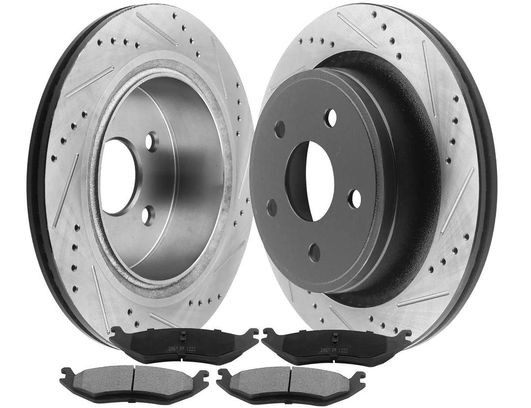 352mm Rear Brake Pads and Rotors Replacement for Chrysler Aspen, Dodge Durango Ram 1500 Ceramic Pads Brake Kit 120.67054 53006