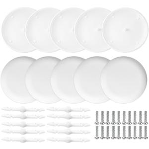 10 Set CP3540 Ceiling Cover Plate Kits - 5.38 Inch Paintable Blank Round Cover for Electrical Boxes, Includes 10 Pcs CP3540 Plates, 10 Pcs Mounting Brackets and 20P Screws