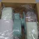 Hanging Automatic Food and Water Dispenser, Gravity Rabbit Feeder Set, Cage Cat and Bunny Food Bowl (Cage Grid Spacing Over 1.2'') (Green)