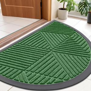 Smiry Half Circle Front Door Mat Outside Entrance, Rubber Doormat, 35x23