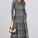 ANRABESS Women's Long Sleeve Maxi Dress, Button Down, A-Line Fit & Flare Flowy, Fall Casual Work Vacation Long Dresses (XL)