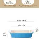 MALACASA 4.4 QT Baking Dish, 9x13 Large Casserole Dish for Oven, Ceramic Baking Pan, Rectangular Lasagna Pan Deep with Handles for Baking, Durable Microwave Oven Safe, Blue, Series BAKE-BAKE