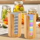 2 Pack Mason Jar Lid Organizer, Bamboo Vertical Storage Holder for Home Kitchen Organization & Tumbler Lids, Wooden Storage Accessories for Mason/Canning/Bamboo Lids(Wide & Regular Mouth)