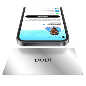 Popl Smart NFC Business Card - Sleek Modern Digital Business Card w/Instant App-Free Sharing - Customizable NFC Cards Compatible w/iPhone & Android (Stainless Steel Metal)