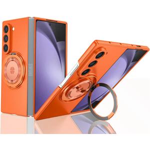 Compatible with Samsung Galaxy Z Fold 6,Magnetic Stand Ring Holder Shockproof Slim Cell Cover Protective,Phone Cover Case for Samsung Galaxy Z Fold 6(Orange)