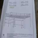 Walker Edison Metal Black Twin Low Loft Bunk Floating Bed Kids Bedroom Storage Guard Rail Ladder Bedframe