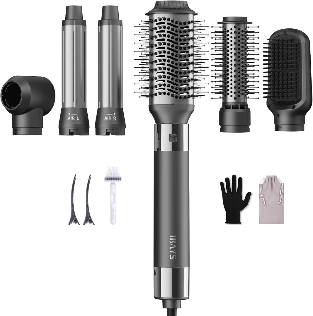 Hair Dryer Brush 6 in 1 Hair Styler, 110,000 RPM High-Speed Negative Ionic Hair Dryer, Auto Curl Frizz-Free Blow Dryer Brush for Curling Volumizing Straightening Styling