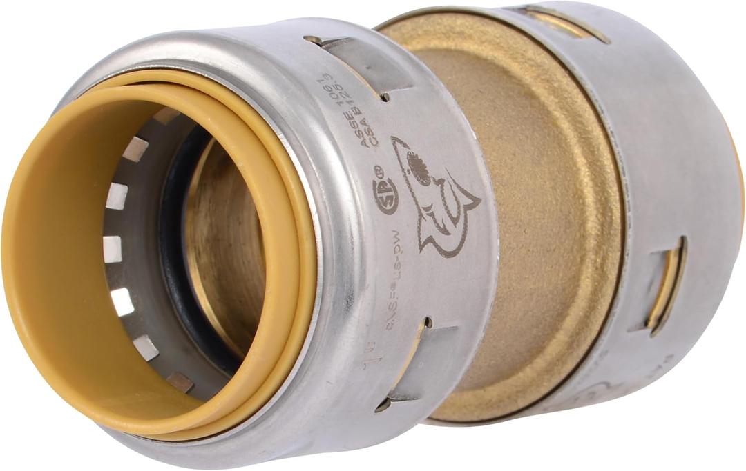 SharkBite Max 1 Inch Coupling, Push to Connect Brass Plumbing Fitting, PEX Pipe, Copper, CPVC, PE-RT, HDPE, UR020A