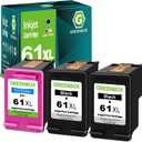 GREENBOX 3 Pack 61XL Ink Remanufactured Ink Cartridge 61XL Replacement for HP 61XL HP61 Combo Compatible for 5530 4500 2540 4630 4501 4502 4635 3050 2542 3512 4632 3510 3050a 2514 2541 Printer