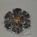 Metal Flower Wall Art Decor, 8.3" Rustic Modern Floral Sculpture, Distressed Iron Wall Hanging Home Decoration Accent Artworks for Indoor Kitchen Bedroom Living Room Office Outdoor Garden Patio - 06 (06-Black Gold)