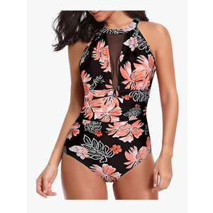 Tempt Me Women One Piece Swimsuit High Neck Plunge Ruched Tummy Control Bathing Suit, Size -XL