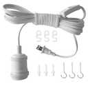 Plug in Pendant Light Kit Hanging Dimmable Ceiling Lamp 16ft Extension Cable Socket Cord Switch Button Single Bulb E26 Base Fixture Lantern Bedroom Basement Workshop Warehouse Yard Garden