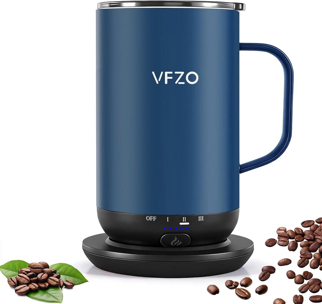 Self Heating Coffee Mug,High-Capacity- 18 oz, 180 Min Battery Life, Smart Heated Coffee MugSmart Mug, Simple Temperature Control Operation, Gifts for Family Members (Navy Blue)