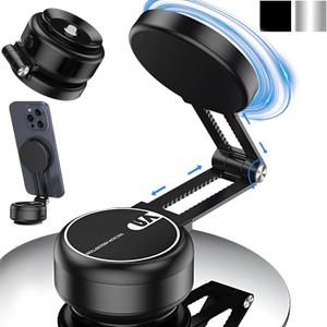 Electric Vacuum Magnetic Car Phone Mount,Vacuum Suction Car Phone Holder Hands-Free,Adjustable Foldable Magnetic Suction Cup Phone Mount,Strong Magnetic Car Mount for Smooth Surface(New-Black)