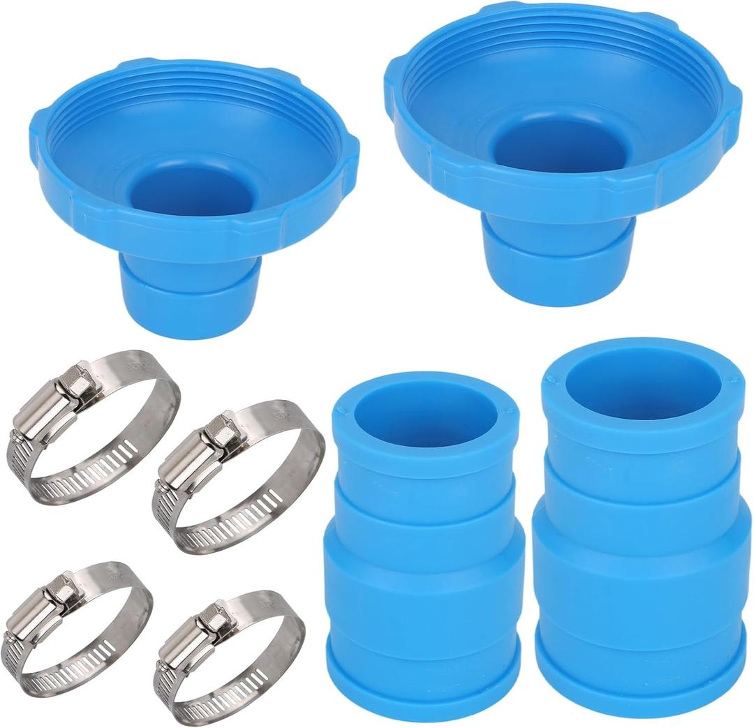 Skimmer Hose B Adapter Kit for Intex, 1 1/2 in Pool Vacuum Hose Connector with 4 Metal Clamps for Above Ground Swimming Pool Surface Skimmer Accessories
