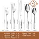 KINGSTONE 40-Piece Silverware Set for 8,18/10 Premium Stainless Steel Flatware Set, for Home, Restaurant, Wedding and Party Use, Mirror-Polished Cutlery Set, Dishwasher Safe