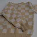 Kuriozud Toddler Baby Boy Girl Sweater Checkerboard Knit Crewneck Sweatshirt Soft Warm Fall Winter Clothes (3-4T, Plaid Beige)