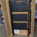 3 Step Ladder, Protable Steel Folding Stool with Wide Anti-Slip Pedal, 500lbs Sturdy Steel Ladder, Black