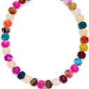 Gold Heart Pendant Necklaces for Women Colorful Acrylic Resin Beaded Choker Necklace Fashion Chunky Statement Beaded Heart Necklace