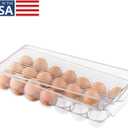 iDesign Clear Plastic Egg Holder for Fridge with Lid - 21 Egg Storage Container Organizer Bin