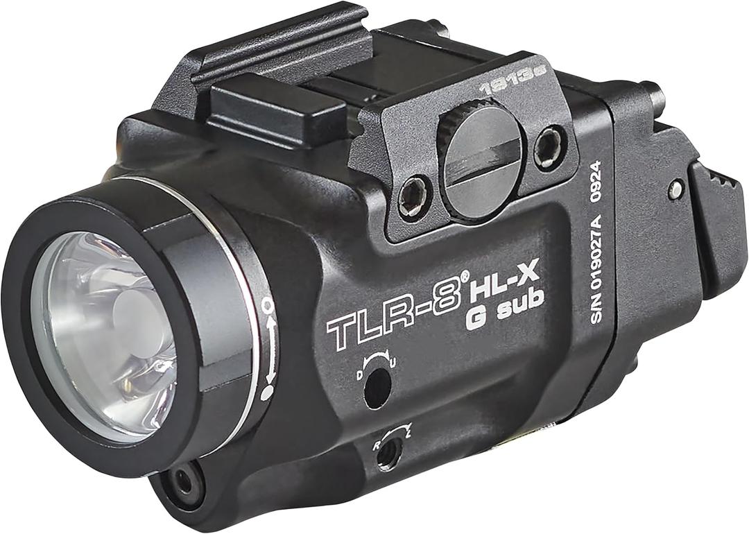 Streamlight 69478 TLR-8 HL-X G sub USB 1000-Lumen Weapon Rail-Mounted Rechargeable Tactical Flashlight with Integrated Green Aiming Laser for Select 1913 Only, Black