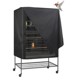 Explore Land Bird Universal Pet Cage Cover Good Night for Cats, Mink, Totoro, Parakeet, Parrot and Small Animals (Black, Large)